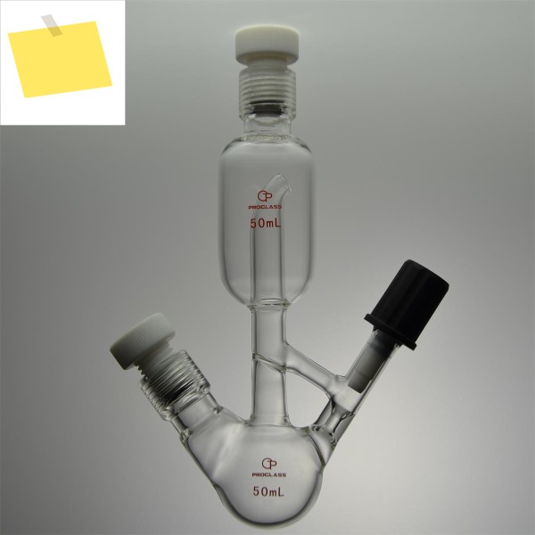 반응 슈렝크 둥근 바닥 플라스크, 버퍼 포함, 최고 압력 병, 고진공 밸브, 50mL ~ 제품 이미지