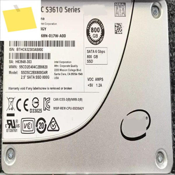 델인텔 DC S3610 시리즈 SSDSC2BX800G4R 800GB 2.5인치 SATA3 SSD 9F3GY 제품 이미지