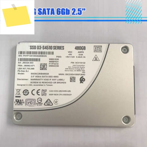SSD D3-S4510 480G SATA 6Gb 2.5'' SSDSC2KB480G801 솔리드 스테이트 드라이브 제품 이미지
