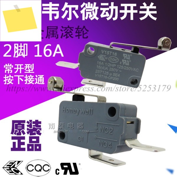 5PCS HONEYWELL 원래 신품 긴 핸들 금속 롤러 마이크로 스위치 V15T16 16A 2 핀 1NO 제품 이미지