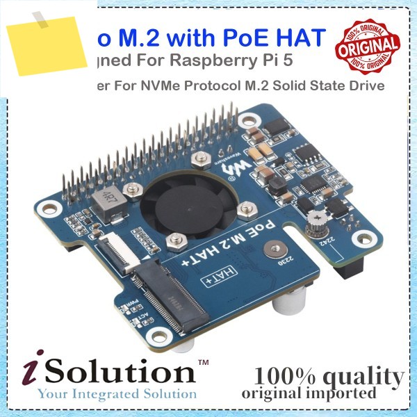 라즈베리 파이 5용 PoE 기능이 있는 PCIe to M.2 어댑터, + NVMe SSD 보드 HAT+ Pi5 22422230 이더넷을 통한 전원 공급 제품 이미지