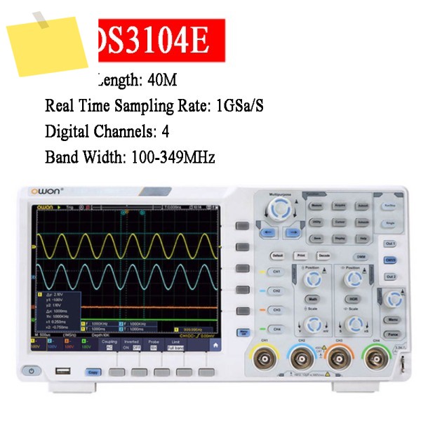 OWON XDS3104E 디지털 오실로스코프 4채널 대역폭 터치스크린 저소음 USB 1GSs 제품 이미지