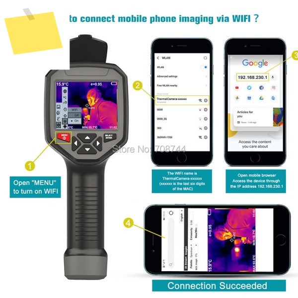 휴대용 HT-H8 IR 적외선 열화상 카메라 내장 WIFI 3.5 TFT 화면 제품 이미지