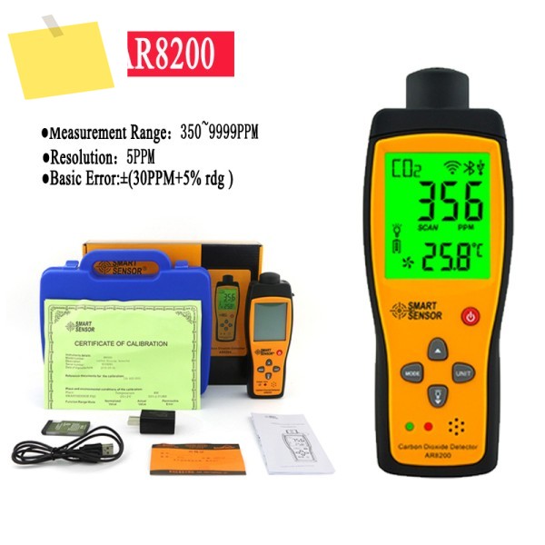 스마트 센서 AR8200 디지털 이산화탄소 측정기 CO2 가스 감지기 테스터 알람 기능 포함 350~9999PPM 제품 이미지