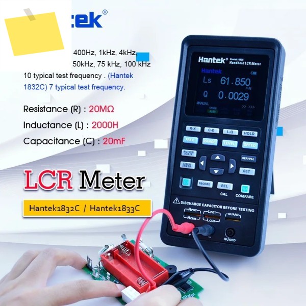 Hantek1832CHantek1833C 디지털 LCR 미터 휴대용 핸드헬드 인덕턴스 커패시턴스 저항 측정 테스터 도구 제품 이미지