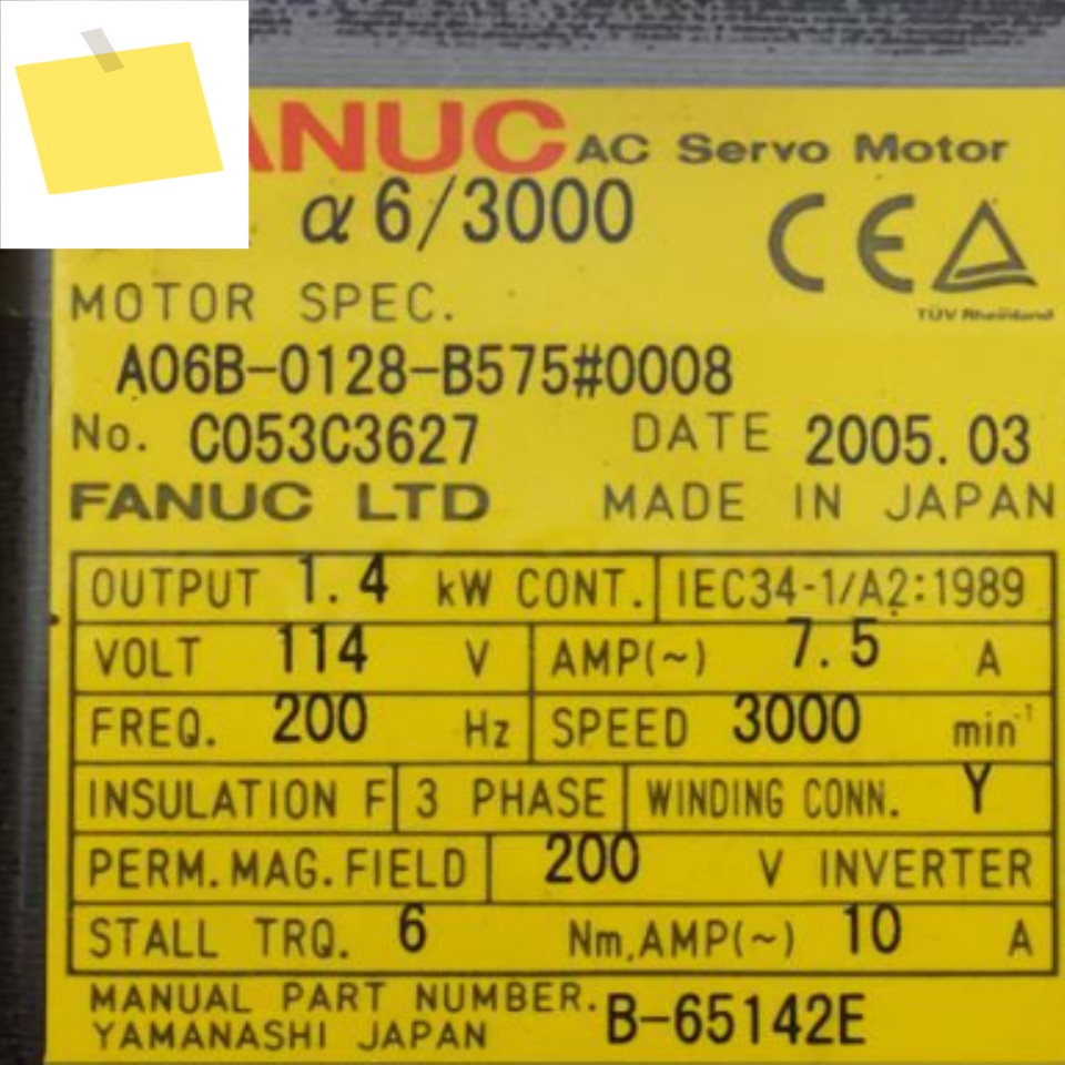 A06B-0128-B575 # 0008 중고 Fanuc 서보 모터 원래 일본은 CNC 기계에 대해 테스트를 거쳤습니다. 제품 이미지