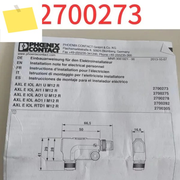 신품 분산형 IO 모듈 AXL E AI1 U M12 R 2700273 제품 이미지