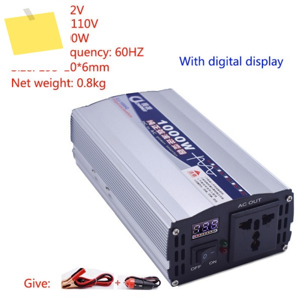 순수 사인파 인버터, 전압 변압기 도란스 , 전력 태양광 디지털 디스플레이, DC 12V 턴, AC 110V, 1000W 제품 이미지