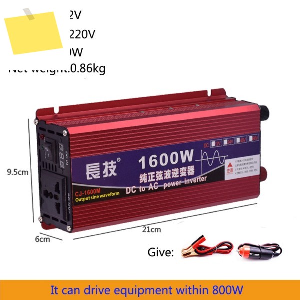 순수 사인파 인버터, 전압 변압기 도란스 전력 자동차 가전 제품, DC 12V, 60V, AC 1600W 제품 이미지