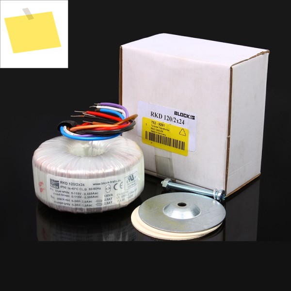 독일 수입 블록 토로이달 변압기 도란스 링 암소, 120W 듀얼 9V12V, 제품 이미지