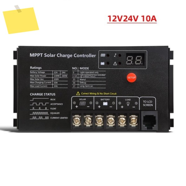 태양광 컨트롤러 가정용 에너지 저장 12V24V 10A 안정화 전압 및 정전류 MPPT 추적 원격 제어 제품 이미지