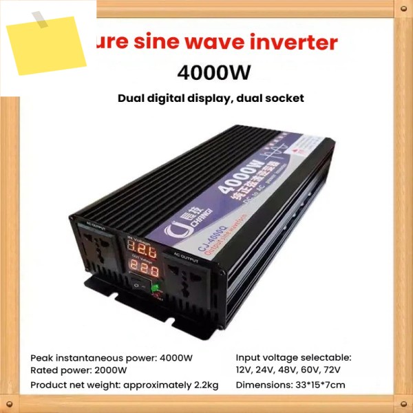 4000W 순수 사인파 인버터 12V 60V 72V에서 110V로 태양광 배터리 자동차 고출력 제품 이미지