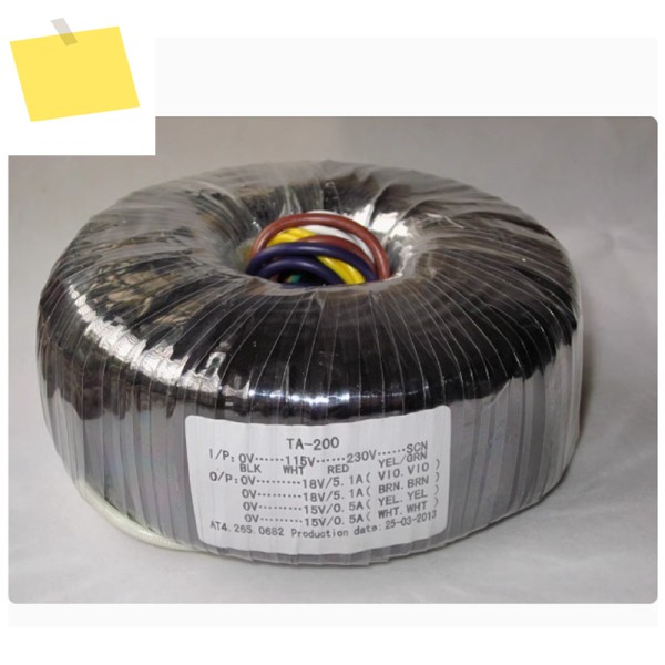 토로이달 변압기 도란스 200W 듀얼 18V+듀얼 15V 링 불 전력 115V-230V 구리선 제품 이미지