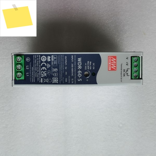 MEAN WELL 60W 초광폭 입력 산업용 DIN 레일 전원 공급 장치 WDR-60-5 5V 12V 제품 이미지