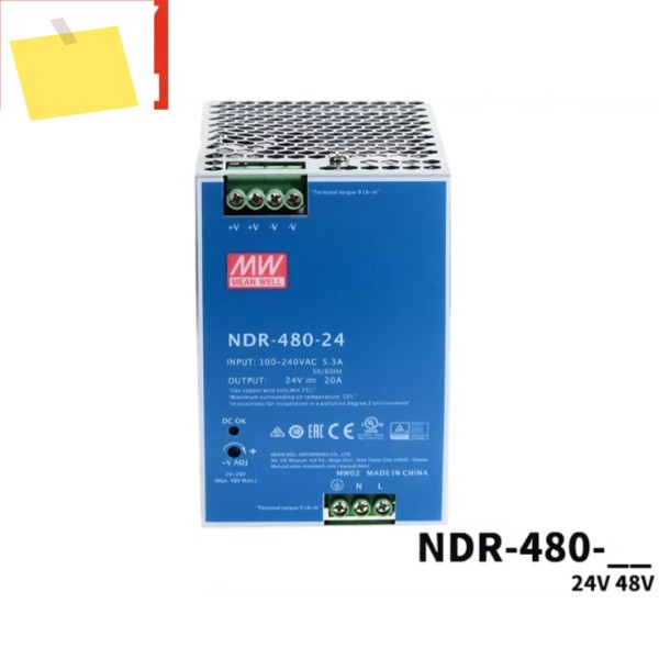 MEAN WELL 480W 단일 출력 산업용 DIN 레일 NDR-480-24 24V 20A 제품 이미지