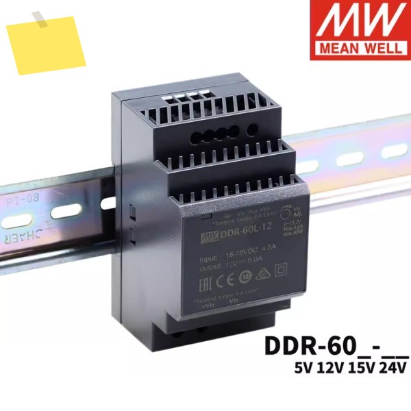 MEAN WELL 60W DIN 레일형 DC-DC 컨버터 DDR-60G 5V 12V 제품 이미지