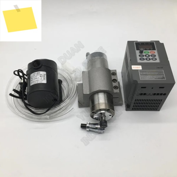 수냉식 AC 스핀들 모터, CNC 조각 라우터 목공용, 800W, 24000RPM, 65mm, ER11, 베어링 4 개, 1.5KW, 1PH, 220V VFD 제품 이미지