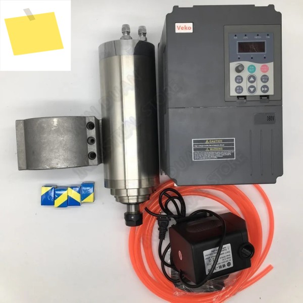 수냉식 AC 스핀들 모터 및 4KW VFD 펌프 100mm 클램프 키트, CNC 라우터 조각 목재용, 380V, 4HP, 24000rpm, ER20 제품 이미지