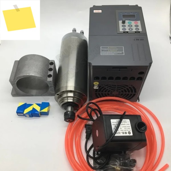 4.5KW 6HP 220v 24000rpm ER20 수냉식 AC 스핀들 모터 및 VFD 펌프 100mm 4 인치 클램프 키트, CNC 라우터 목공 ABS PVC 제품 이미지