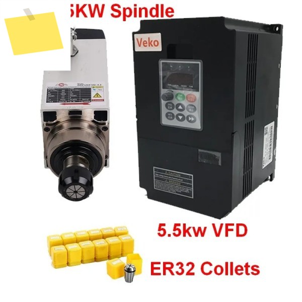 공랭식 사각 스핀들 모터, 베어링 4 개, 5.5kw VFD ER32 콜릿 키트, CNC 타각기 라우터용, 380V, 4.5KW, 6HP 제품 이미지