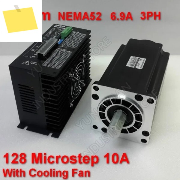 Nema52 130mm 50Nm 6.9A 32 비트 DSP 스테퍼 모터 및 드라이버 키트 3PH AC18-220V 128 마이크로 스텝냉각 팬 포함 CNC용 고토크 제품 이미지