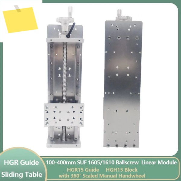 스케일 수동 핸드 휠 CNC 슬라이딩 테이블, 100 ~ 400mm 스트로크 SFU16051610 볼 선형 스테이지 HG15 가이드 XYZ 축 크로스 제품 이미지