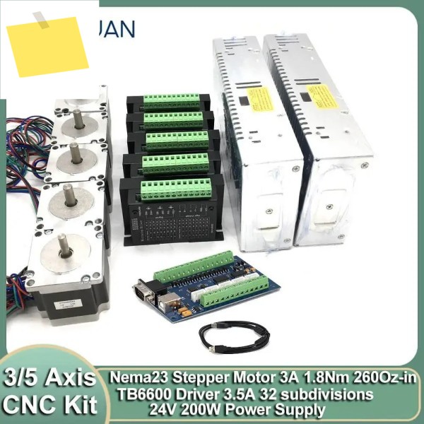 스텝퍼 모터 드라이버, Mach3 USB CNC 모션 컨트롤러, 3 축, 5 Nema23, 1.8Nm, 260Oz-in, 8mm 샤프트, 350W 전원 공급 장치 제품 이미지