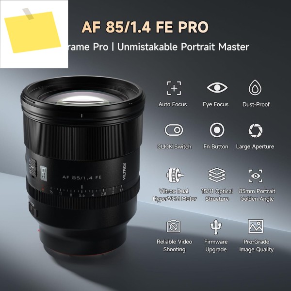 VILTROX 프로 플래그십 시리즈 AF 85mm F1.4 FE 렌즈 자동 초점 대구경 풀프레임 카메라 소니 마운트 A7 용 제품 이미지