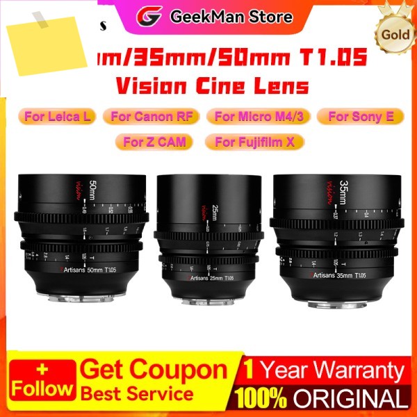 7artisans 25mm T1.05 APS-C 시네 비전 렌즈 후지, 소니 E, M43, BMPCC 4K, Z CAM 캐논 RF 카메라용 제품 이미지