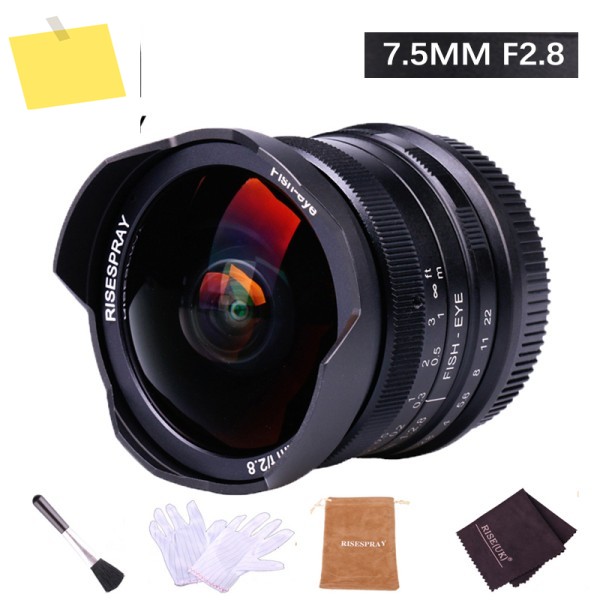 RISESPRAY 수동 고정 어안 렌즈, 소니 E 캐논 후지 올림푸스 M34 파나소닉용, 7.5mm f2.8 II 190 ° APS-C 제품 이미지