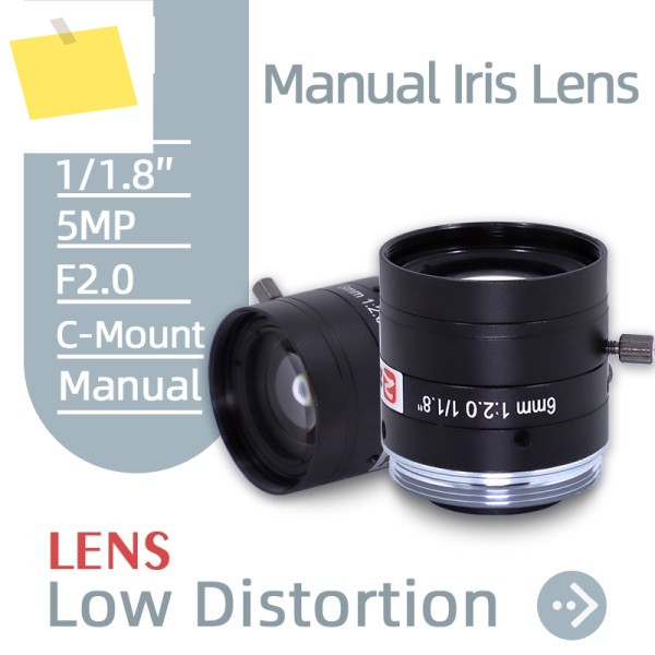 ZLKC C 마운트, 5MP 고정 초점 거리 기계 비전, 산업용 검사 카메라 매크로 렌즈 F2.0, 고성능 FA, 6mm, 11.8 인치 제품 이미지