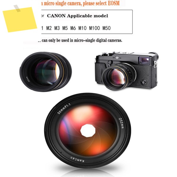 Kamlan APS-C 대구경 수동 초점 렌즈, 캐논 EOS-M M1 M2 M3 M5 M6 미러리스 카메라용, f1.1 제품 이미지