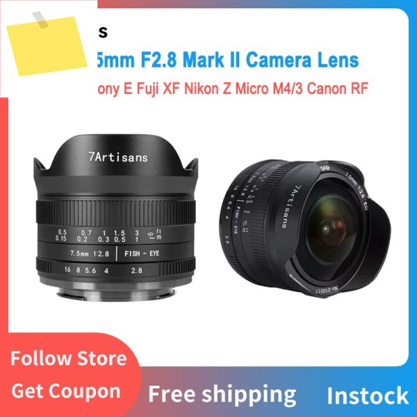 7artisans 7.5mm F2.8 II 초광각 어안렌즈 소니 E, 캐논 EOS-M M50, RF, 후지 니콘 Z, 마이크로 M43 호환 제품 이미지