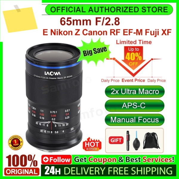 Venus Optics Laowa 울트라 매크로 APO 카메라 렌즈, 소니 E FUJIFILM X, 캐논 RF EF-M 니콘 Z 65mm f2.8 2x 제품 이미지