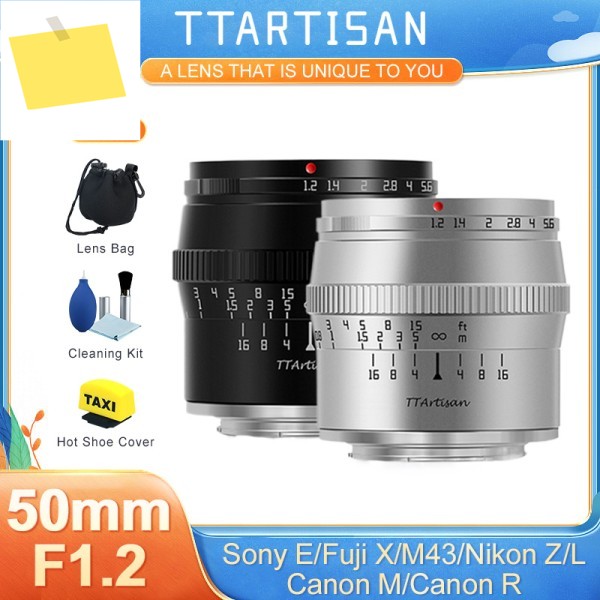 TTArtisan 50mm F1.2 APS-C 수동 초점 카메라 렌즈 소니 E, 후지 XF, 캐논 M, 파나소닉, 올림푸스 니콘 Z, 라이카 L, 호환 제품 이미지