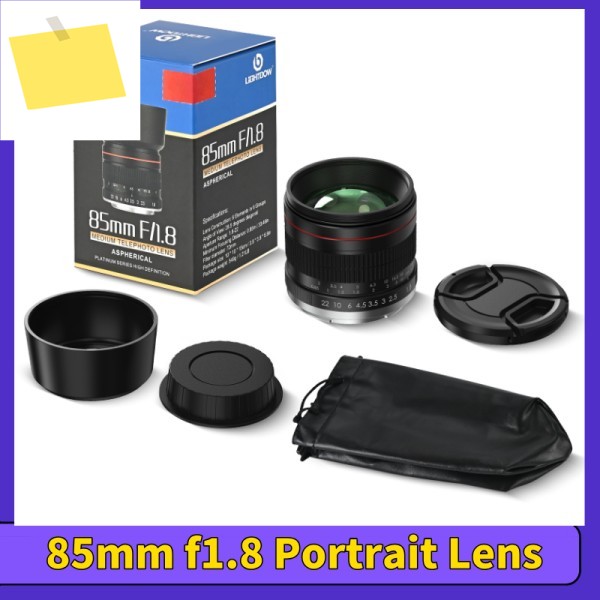 라이트다우 85mm f1.8 인물 사진 렌즈 캐논, 소니, 니콘 DSLR 카메라용 수동 초점 자동 배경 블러 효과 제품 이미지
