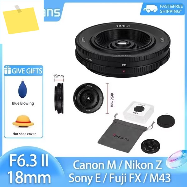 7artisans 18mm F6.3 II APS-C 초박형 팬케이크 프라임 렌즈 소니 A6400 후지필름 FX 니콘 Z 캐논 EOS 마이크로 43 마운트용 제품 이미지