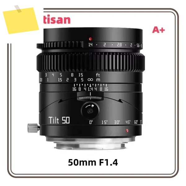 TTartisan 50mm F1.4 틸트 렌즈 Sony E M43 Canon RF Nikon Z Fuji XF L 마운트 미러리스 카메라용 풀 프레임 수동 초점 제품 이미지