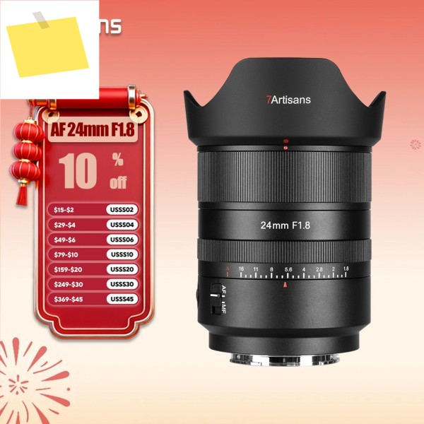 7artisans AF 24mm F1.8 풀프레임 표준 단렌즈, 소니 E, 니콘 Z, L 마운트 A7RIII A6000용 인물 사진 촬영 제품 이미지