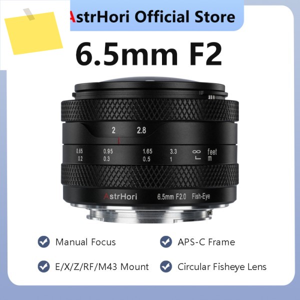 AstrHori 6.5mm F2 원형 어안렌즈 APS-C 수동 프라임 카메라 소니 E, 캐논 RF, 후지필름 니콘 Z, 루믹스 M43 마운트용 제품 이미지