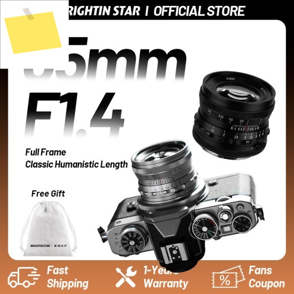 브라이트인 스타 MF 35mm F1.4 풀프레임 수동 초점 렌즈 미러리스 카메라 소니 E ZVE10 A6400 니콘 캐논RF 라이카L용 제품 이미지