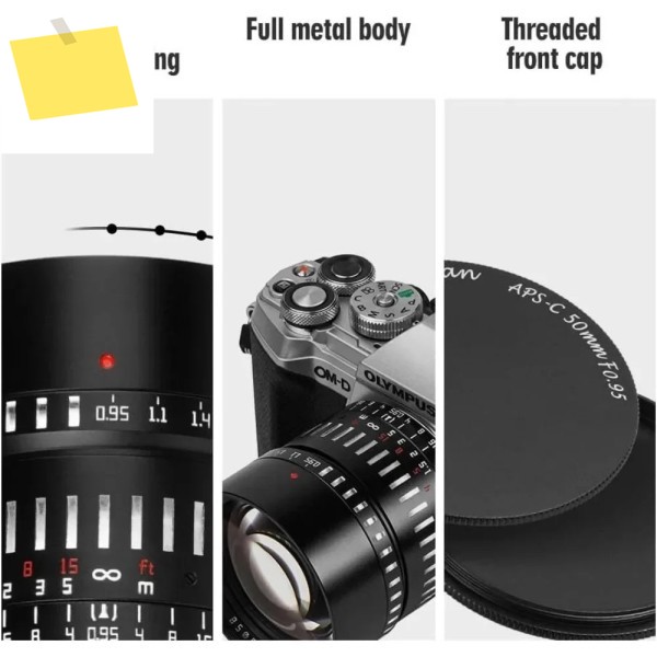 TTArtisan 50mm F0.95 APS-C 수동 고정 카메라 렌즈 소니 E 라이카 M M43 시그마 L 마운트 미러리스 대구경 제품 이미지