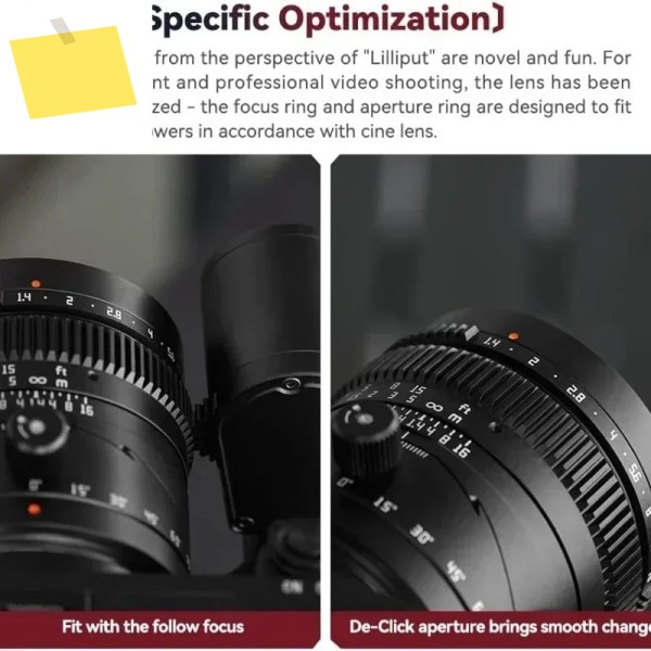 TTartisan 50mm F1.4 틸트 렌즈 풀프레임 수동 초점 소니 E M43 캐논 RF 니콘 Z 후지 XF L 마운트 미러리스 카메라용 제품 이미지