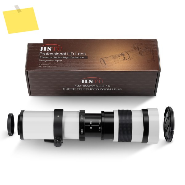 JINTU 420-1600mm 수동 망원 줌 렌즈 화이트마이크로 M43 시스템용 올림푸스 파나소닉 미러리스 카메라 제품 이미지