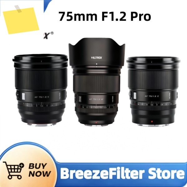 VILTROX 75mm F1.2 자동 초점 렌즈 대구경 인물 사진용 APS-C 후지 X 마운트 카메라 XT4 T100 XH2S X-XPro3 호환 제품 이미지