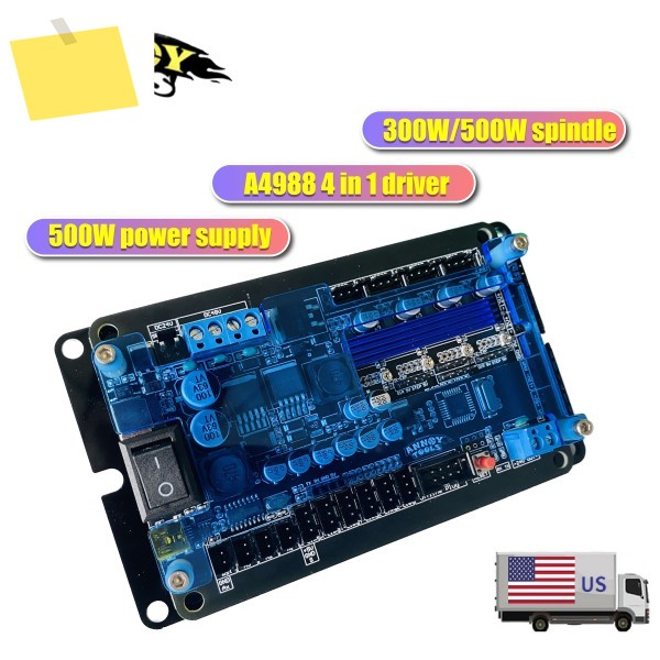 GRBL1.1 3 축 컨트롤러 스테퍼 모터 드라이버, 이중 Y USB 500W300W 스핀들, 리미트 스위치 지원 제품 이미지