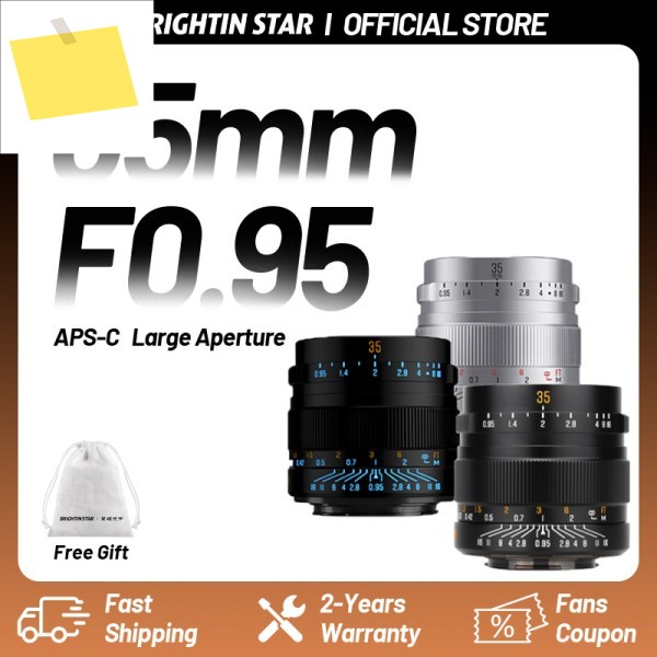 Brightin Star 35mm F0.95 APS-C 대형 조리개 수동 초점 미러리스 카메라 렌즈 Fuji X Sony E NikonZ Canon EOS-M 적합 제품 이미지