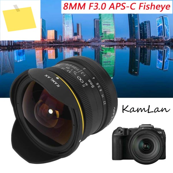 카멀란 8MM F3.0 어안렌즈 APS-C MF 광각 후지 XF, 캐논 EOS-M, 소니 E 마운트 미러리스 카메라용, A6000, M5, XT-3, 호환 제품 이미지