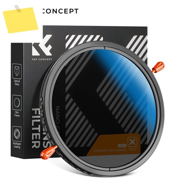 K&F Concept 2in1 가변 ND2-ND32+CPL 필터 원형 편광 다기능 37-82mm 중립 밀도 카메라 렌즈 제품 이미지