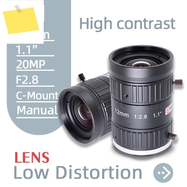 ZLKC 20MP 1.1 인치 고해상도 12mm 고정 초점 거리 FA C 마운트 머신 비전 렌즈 F2.8 수동 아이리스 저 왜곡 카메라 제품 이미지